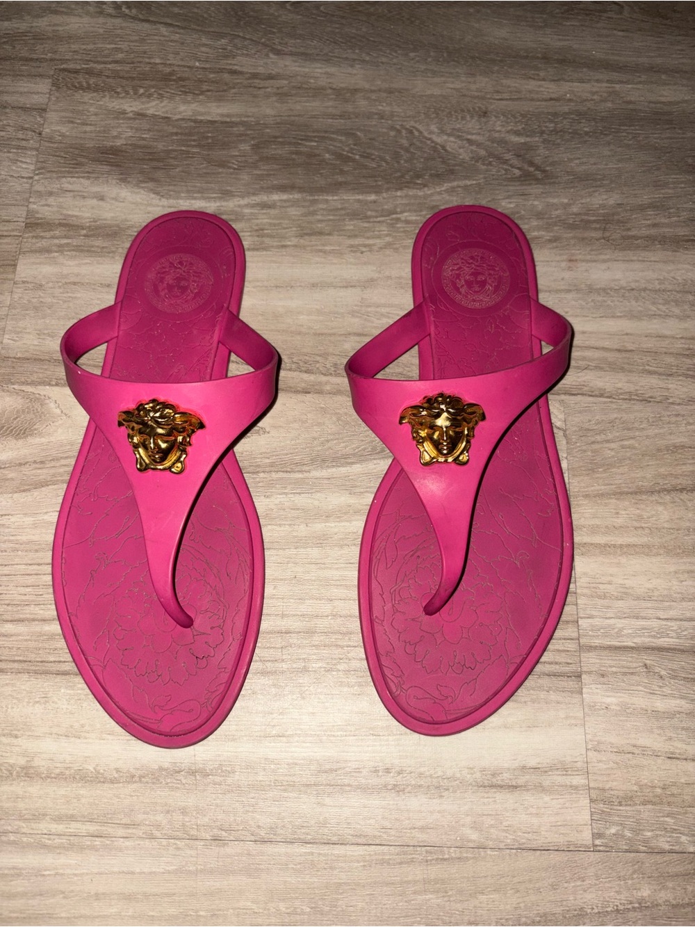 Versace Hot Pink Medusa Thong Sandals